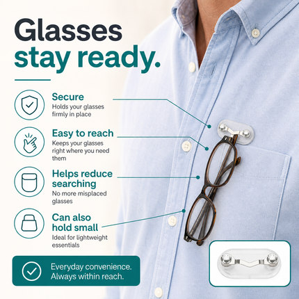 Magnetic Eyeglass Holder Stainless Steel for Shirts and Sunglasses
