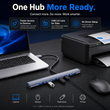 USB 3 0 Type C 7 Port Hub for Laptop PC