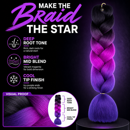 Synthetic Braiding Hair Gradient 62cm For DIY Braided Styles