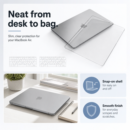 MacBook Air 13 Inch Grey Hard Shell Case With Keyboard Cover