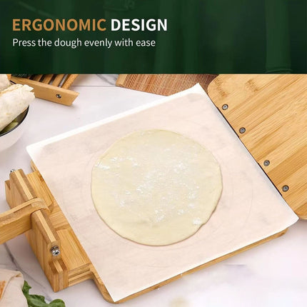 10 Inches Wooden Tortilla Press with Rolling Pin & 50 Pcs Parchment Paper
