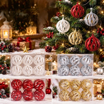 6Pcs 6cm Christmas Ball Ornaments Holiday Home Decoration