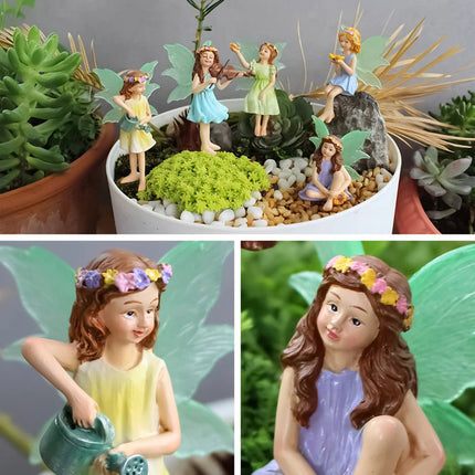 5pcs Miniature Fairy Figurines Ornaments, Outdoor Garden & Home Decor Accessories