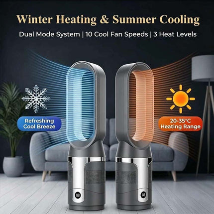 Bladeless Tower Fan 3In1 CoolHot Purifier Remote Control Space Heater Airflow Purification Black