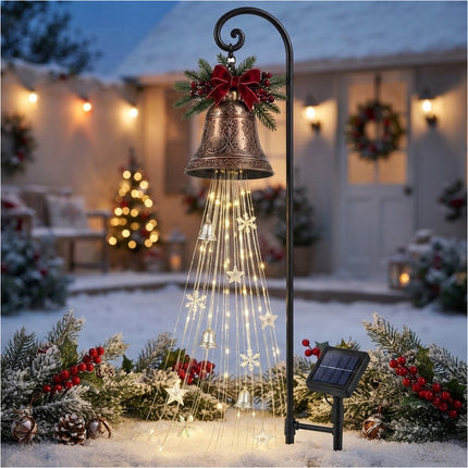 Christmas Bell Magic Fountain, Flowing Snowflake LED Christmas Garden Light