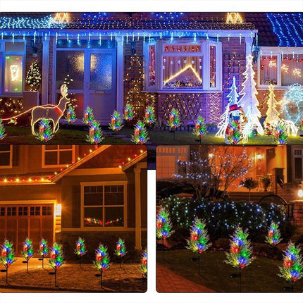 4 X Solar Lights Outdoor Stake Pine Tree Lamps Christmas Garden Lawn Yard Decor
