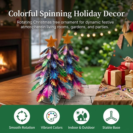 Metal Iron Colorful Mini Christmas Tree Tabletop Rotating Xmas Tree Ornament