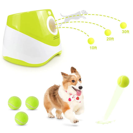 Auto Dog Ball Launcher Thrower Automatic Tennis Fetch Throwing Machine 6 Balls