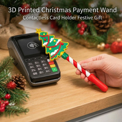 3D Christmas Tree Printed Wand Tap to Pay Christmas Magic Wand Contactless Payment Card Holder