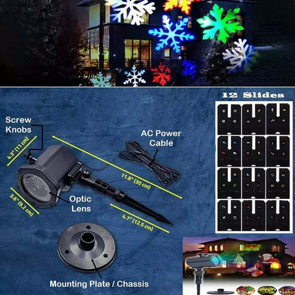 Christmas Projector Laser Lights 12 Patterns LED Party Décor Snow light Party