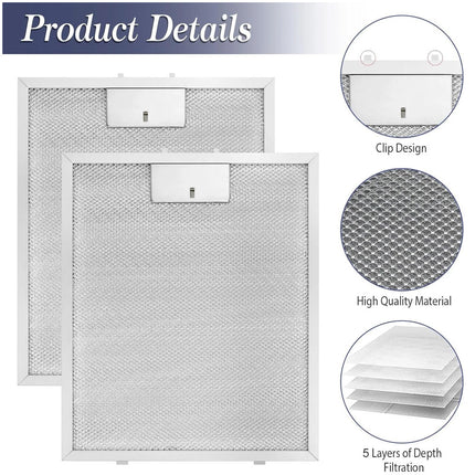 2x Filter For Range Hood Aluminized Grease Parts Replacement Silver 320X260x9mm