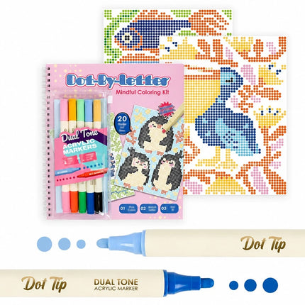 Dot-By-Letter Mindful Coloring Kit - Stress Relief Dot Marker Art Set (1PCS Animal theme）