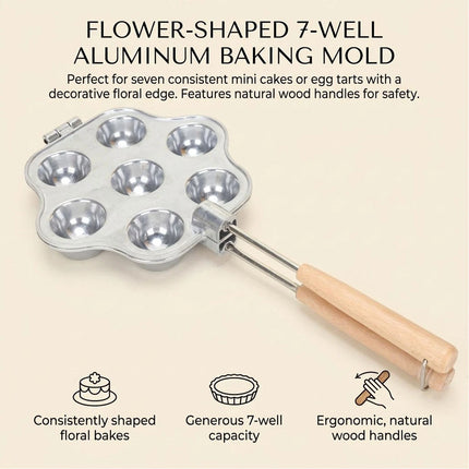 7-Cup Tart Pan Non-Stick Aluminum Flower Baking Mold for Home Cake Tray 1 Piece