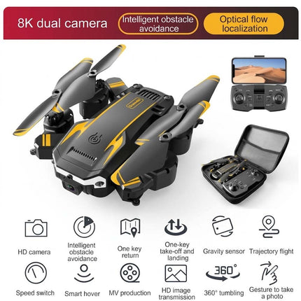 8K Camera Foldable Drone with Obstacle Avoidance and 3 Batteries - Black