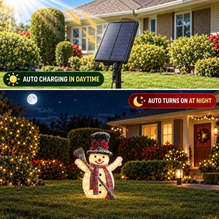 Outdoor Christmas Decorations Solar Light Up Snowman LED Garden Ornament 65cm