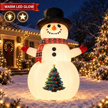 2.4M Giant Inflatable Snowman Christmas Blow Up Outdoor Garden Decoration with LED Light
