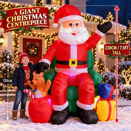 7.5FT Giant Inflatable Santa Claus Christmas Blow Up Outdoor Garden Decoration LED Light