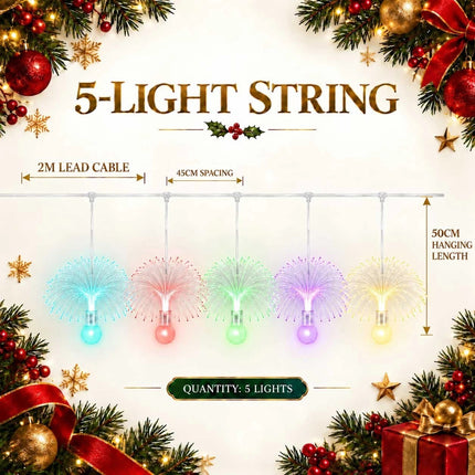 5 Head LED Fibre Optic Jellyfish String Lights Christmas Hanging Curtin Light