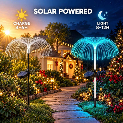 2PCS Solar Jellyfish Christmas Pathway Lights Colour Changing Garden Stake LED