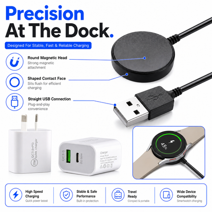 Samsung Galaxy Watch Charger Cable Magnetic USB Type C Active