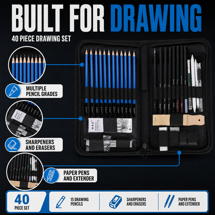 Professional Sketching Pencils Set Art Supplies Graphite Draw Charcoal | 04-feature-detail.png
