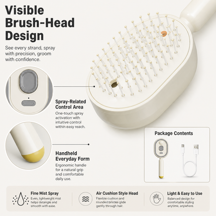 Electric Spray Massage Comb Beige Air Cushion Hair Care