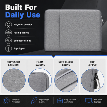 Grey Laptop Sleeve Carry Case | 04-feature-detail.png