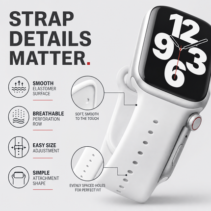 Silicone Apple Watch Band White For 38mm 42mm Sport Wear