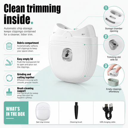 Electric Nail Clipper White Type C for Thick Toenail Care