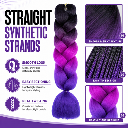 Synthetic Braiding Hair Gradient 62cm For DIY Braided Styles