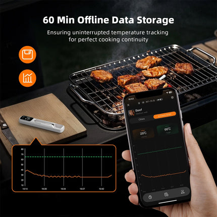 Mini Wireless Bluetooth Meat Thermometer for BBQ Grill Oven Smoker IP67