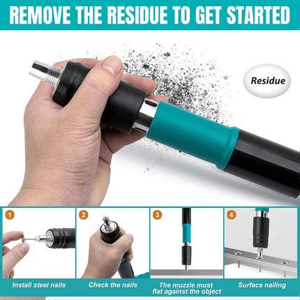 Manual Concrete Wall Nail Fixer Wall Mount Fastening Tool Kit with 200 Nails