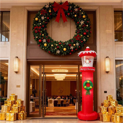 Christmas Inflatables Outdoor Decorations Magical Snow Blowing Door Lighthouse
