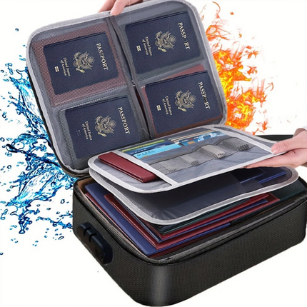 Waterproof Fireproof Safe Box Document Bag Organizer Cash Money File Storage Box