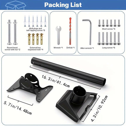 Roof Mount Kit for Starlink Gen 3 V3 Adjustable Wall Bracket Black
