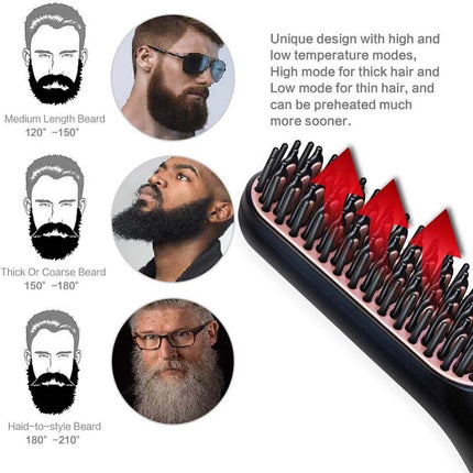 Cordless Beard Hair Straightener Brush Ion Heated Straightening Comb USB Rechargeable