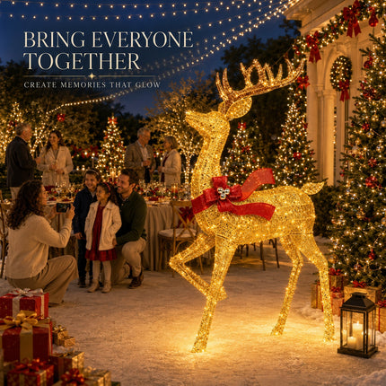 180 mm Solar Powered LED Christmas Reindeer Decor Lighted Iron Frame Indoor Outdoor