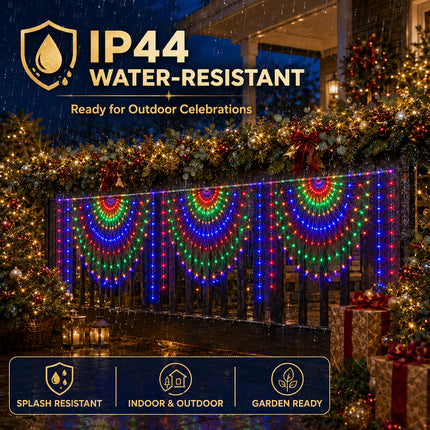 3M Solar Peacock String Net Lights Multicolour Christmas Mesh Curtain Lights Outdoor Garden Decor