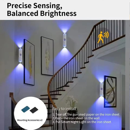 4Pcs USB Rechargeable Motion Sensor LED Night Light Wall Indoor Wireless Lamp Up-Down