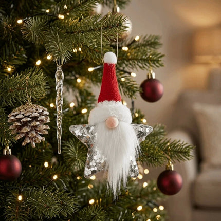 1Pcs DIY Sequin Star Christmas Pendant Xmas Tree Christmas Decor Window Decor