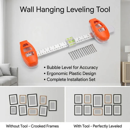 Level Ruler Picture Hanging Tool With Level Wall Mount Guide For Frames Artwork