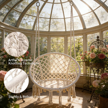 Hammock Chair Macrame Cotton Swing Bed Relax Indoor Outdoor Hanging Garden