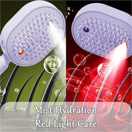Purple Electric Scalp Massage Comb Red Light Hair Care Brush Rechargeable Head Massager
