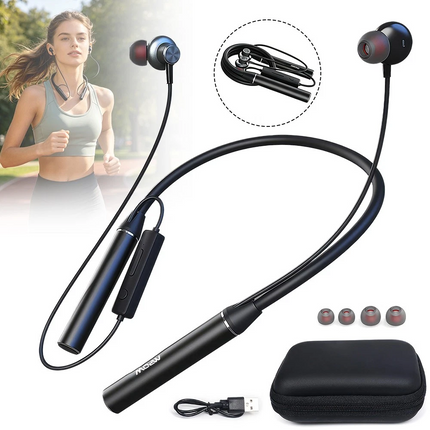 Bluetooth 5.3 Headphones Neckband Wireless Headset Earphones Support TF Card