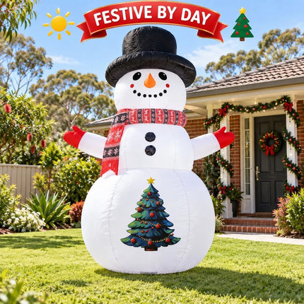 2.4M Giant Inflatable Snowman Christmas Blow Up Outdoor Garden Decoration with LED Light