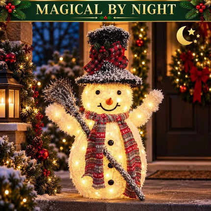 Outdoor Christmas Decorations Solar Light Up Snowman LED Garden Ornament 65cm