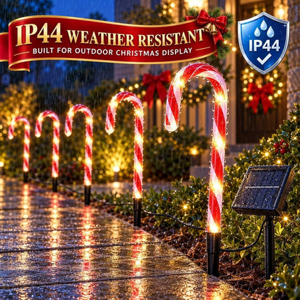 5 Solar Candy Cane Lights Outdoor Christmas Garden Pathway Stake Decorations LED