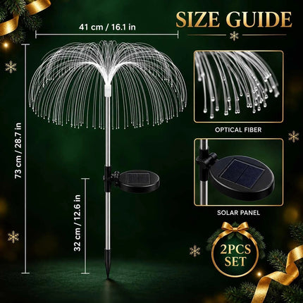2PCS Solar Jellyfish Christmas Pathway Lights Colour Changing Garden Stake LED