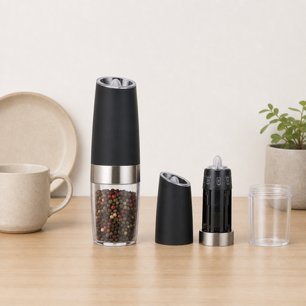 Black Electric Salt and Pepper Grinder, Single Pack, LED Light