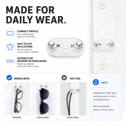 Magnetic Eyeglass Holder White Diamond Shirt Clip Accessory